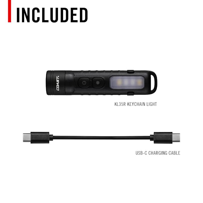 Uppladdningsbar COAST KL35R hög CRI Tvåfärgad Penlampa 600 lumen