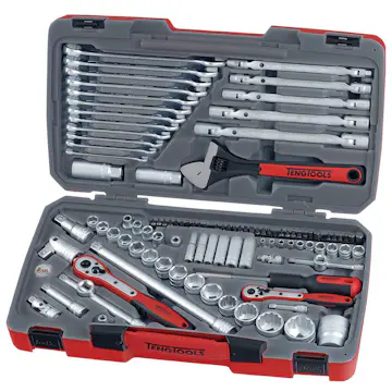 Hylsnyckelsats med 1/4 tum, 3/8 tum och 1/2 tum fyrkantsfäste Teng Tools TM106