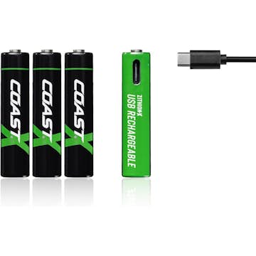Batteri Coast Uppladdningsbara AAA 1,5V 750 mAh 4-pack inkl Laddningskabel