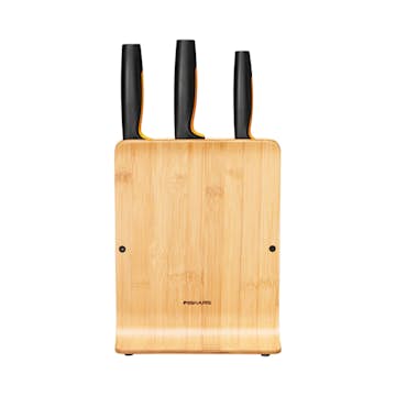 Knivblock Fiskars Functional Form i Miljövänligt Bambu Inkl 3 Proffessionella Knivar