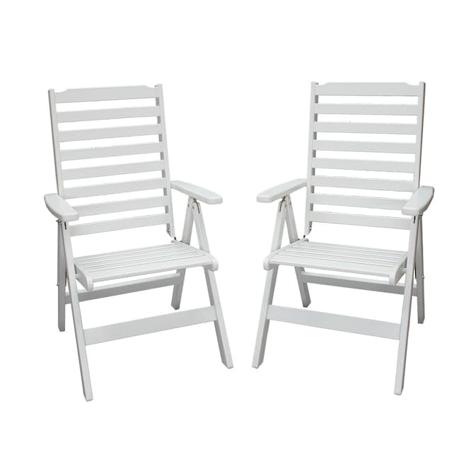 Positionsfåtöj Baltic Garden Bjärred Vitlaserad Ställbar Trästol - 2 st