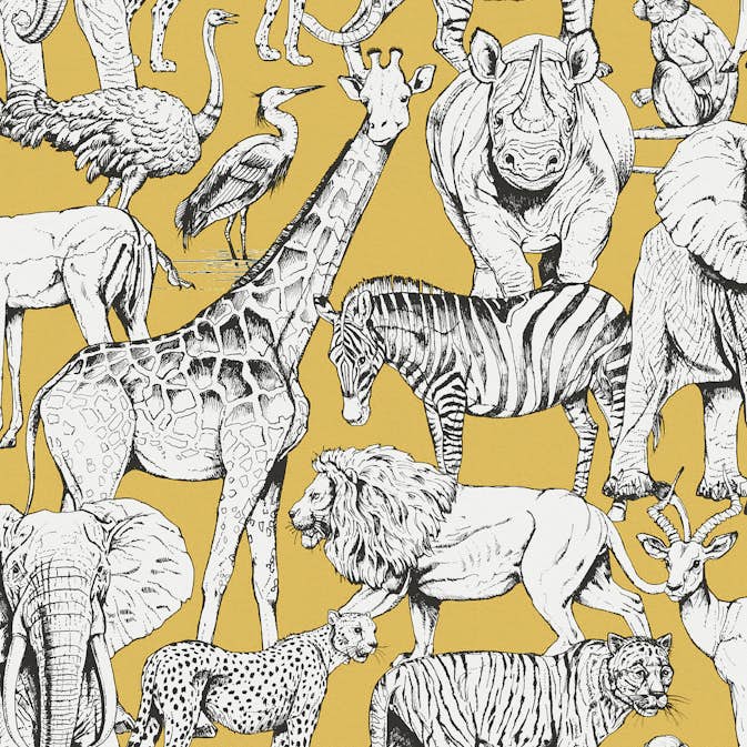 Tapet Superfresco Easy Jungle Animals Gul