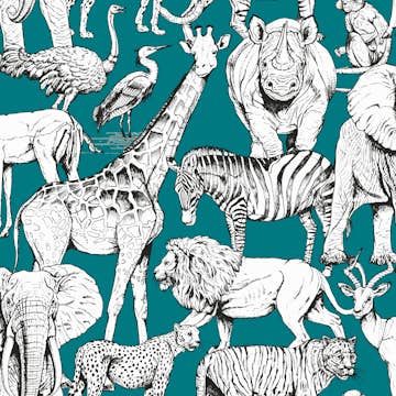 Tapet Superfresco Easy Jungle Animals Grön