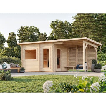 Bastu Palmako Sanna 13,5 m² Fristående Byggsats med Pulpettak