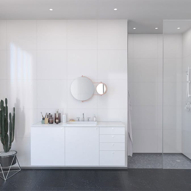 Våtrumsskiva Fibo Denver White 3091-LM6060HG