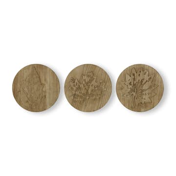 Tavla Art For The Home Wood Leaves Trio