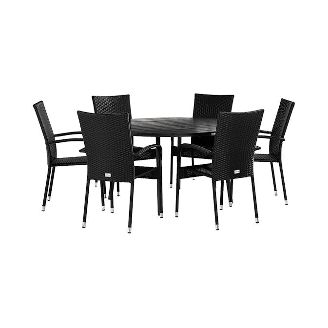 Matgrupp Comfort Garden Tunis 140 Rund 6 Thor Light Svart