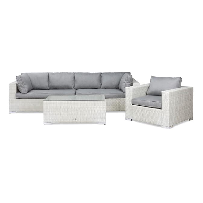 Loungegrupp Comfort Garden Bahamas 5-sits Bord Utefåtölj Vit Utomhus