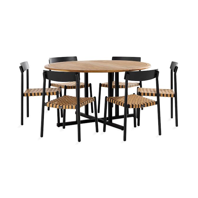 Matgrupp Comfort Garden Lines Matgrupp Utomhus med 6 deNoord Buckle Matstolar