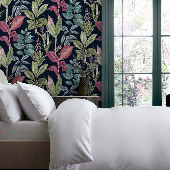 Tapet NEXT Fantasy Rainforest Leaves Navy