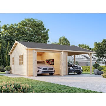 Garage Palmako Roger med Carport 36,5 m2 och Slagport