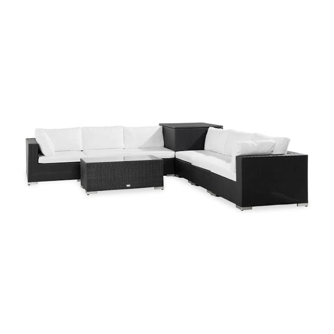 Loungegrupp Comfort Garden 6-sits med Hörndynbox och Utebord Utomhus