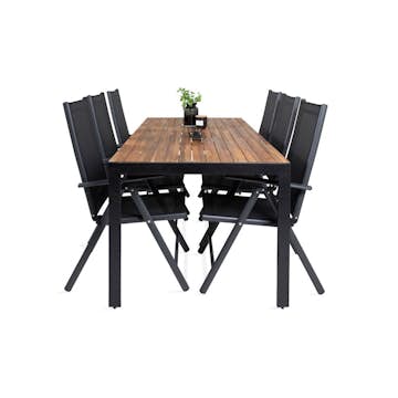 Matgrupp Venture Home Bois Matgrupp Utomhus 200cm med 6 Break Positionsstolar