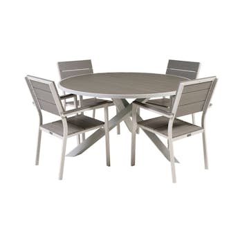 Matgrupp Comfort Garden Parma Matgrupp Utomhus Rund Ø140cm med 4 Levels Stapelbara Matstolar