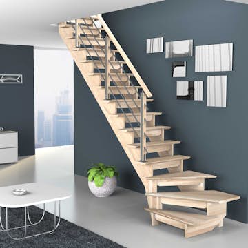 Lofttrappa Byggera Auvergne L-form inkl. Barnskydd och Trappräcke