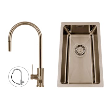 Disklåda Nordic Tech Titan 230 X med Köksblandare Primy Steel Accent D