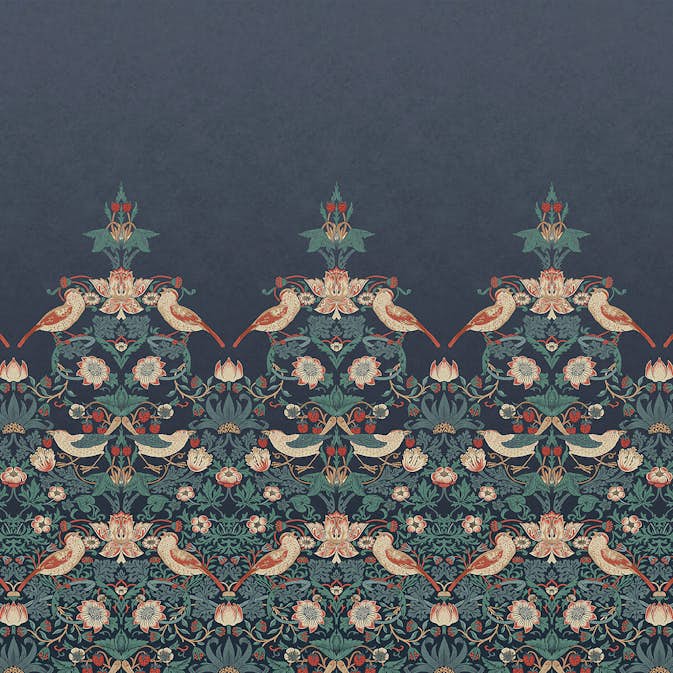 Fototapet William Morris At Home Strawberry Thief Navy