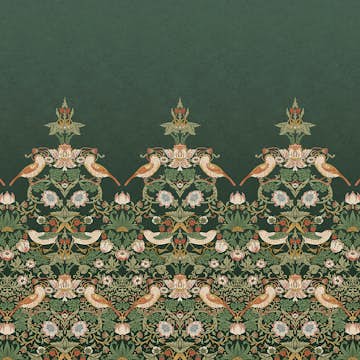 Fototapet William Morris At Home Strawberry Thief Green