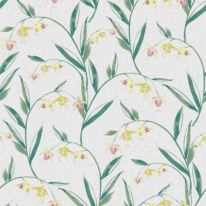 Tapet Laura Ashley Fulwell Fuchsia Grå
