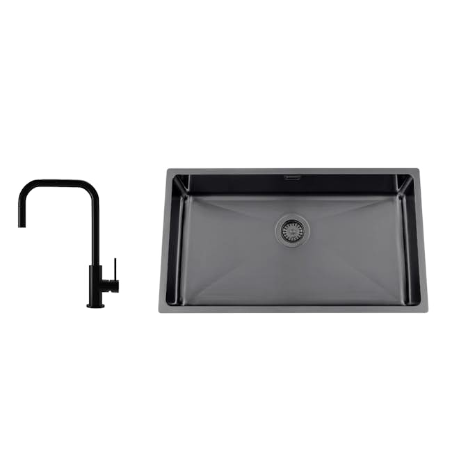 Disklåda Nordic Tech Titan 730 X med Köksblandare Steel Accent Square Shadow