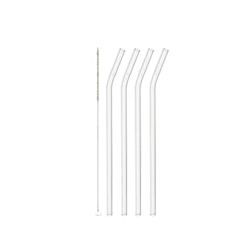 Sugrör Leonardo Glas Böjd 23 cm 4-pack med Borste