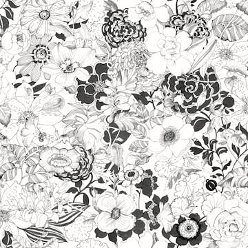Tapet ESTAhome Blommor Svart/Vit