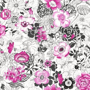 Tapet ESTAhome Blommor Rosa/Svart
