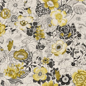 Tapet ESTAhome Blommor Ockra/Beige