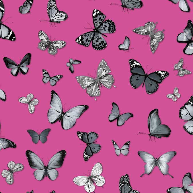 Tapet ESTAhome Fjärilar Svart/Rosa