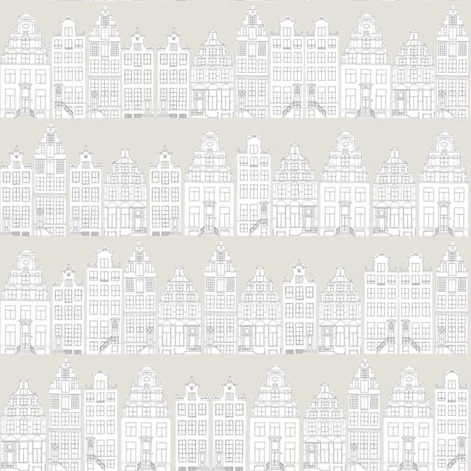 Tapet ESTAhome Tecknade Kanalhus i Amsterdam Ljusgrå