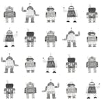 Tapet ESTAhome Tecknade Vintage Leksaksrobotar Svart/Vit