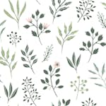 Tapet ESTAhome Blommönster i Skandinavisk Stil Vit/Grå/Grön