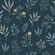 Tapet ESTAhome Blommönster i Skandinavisk Stil Mörkblå/Ockra