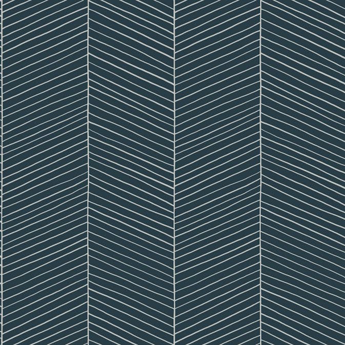 Tapet ESTAhome Fiskbensmönster Mörkblå