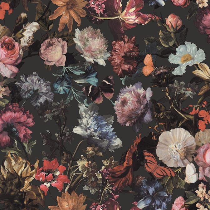 Tapet ESTAhome Blommor Mörkgrå
