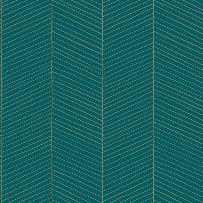 Tapet ESTAhome Fiskbensmönster Smaragdgrön/Guld