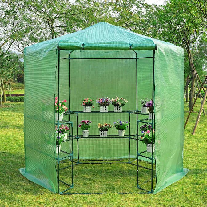 Växthus Metalcraft 3,8 kvm Grön Sexkantigt