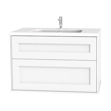 Tvättställsskåp Miller Badrum Kensington 100 med Lådor Vägghängd för Heltäckande Tvättställ