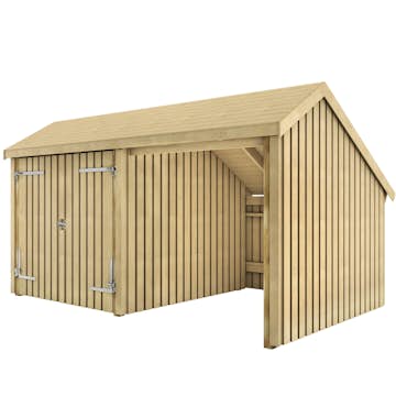 Multi Trädgårdshus 10,5 m² - 2 moduler med dubbeldörr och öppen framsida