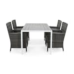 Matgrupp Utomhus deNoord Tunis 150x90 cm med 4 Thor Utefåtöljer Lyx med Armstöd