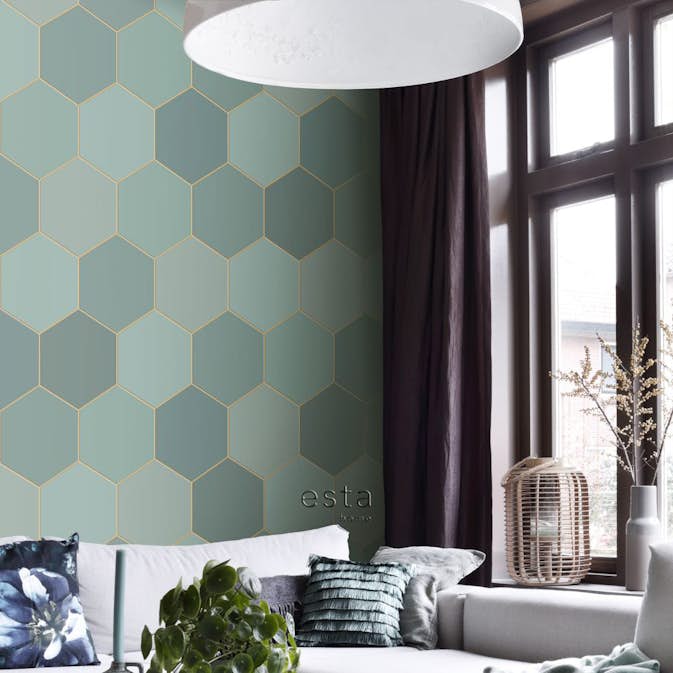 Fototapet ESTAhome Vaxkakemotiv Havsgrön/Blå