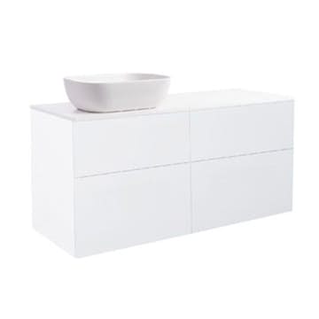 Tvättställsskåp Alterna Isella 120 med Bänkskiva Kvartskomposit och Rektangulärt Tvättställ