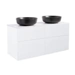 Tvättställsskåp Alterna Isella 120 Dubbelt med Bänkskiva Kvartskomposit och Runt Tvättställ