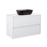 Tvättställsskåp Alterna Luxor med Bänkskiva Kvartskomposit och Rektangulärt Tvättställ