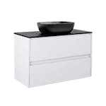 Tvättställsskåp Alterna Luxor med Bänkskiva Kvartskomposit och Rektangulärt Tvättställ