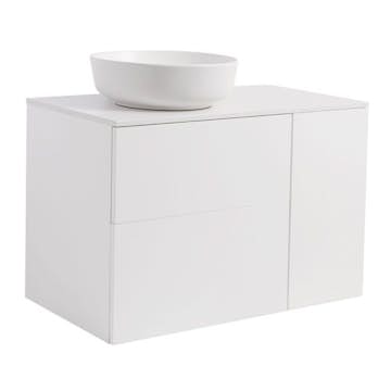 Tvättställsskåp Alterna Isella Tvättkorg med Bänkskiva Kvartskomposit och Runt Tvättställ