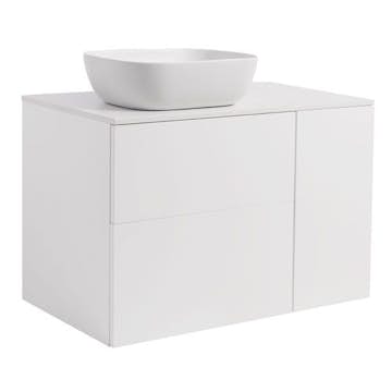 Tvättställsskåp Alterna Isella Tvättkorg med Bänkskiva Kvartskomposit och Rektangulärt Tvättställ