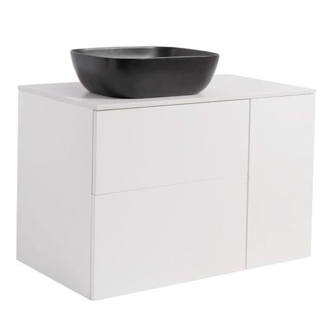 Tvättställsskåp Alterna Isella Tvättkorg med Bänkskiva Kvartskomposit och Rektangulärt Tvättställ