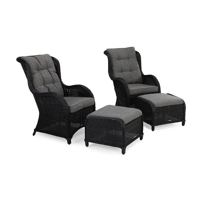 Öronlappsfåtölj Comfort Garden Marcus 2-pack med Fotpall inkl. Dyna