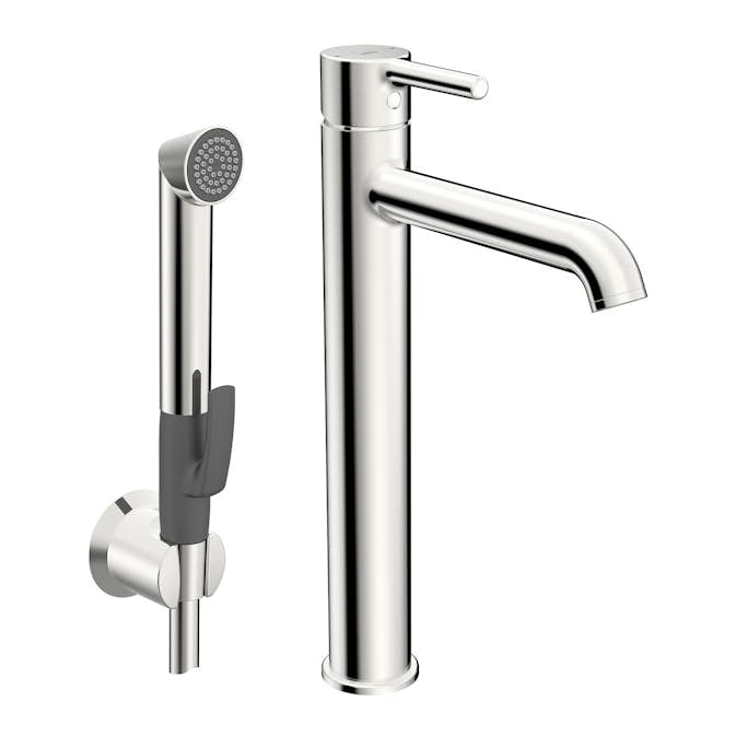 Tvättställsblandare Oras Optima Style 2602FH Hög med Självstängande Handdusch